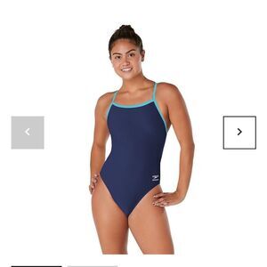 Women's Solid Flyback Training One Piece Blue Endurance+ 14/40